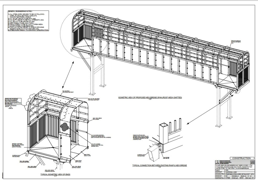 design drawing of a bridge fabrication